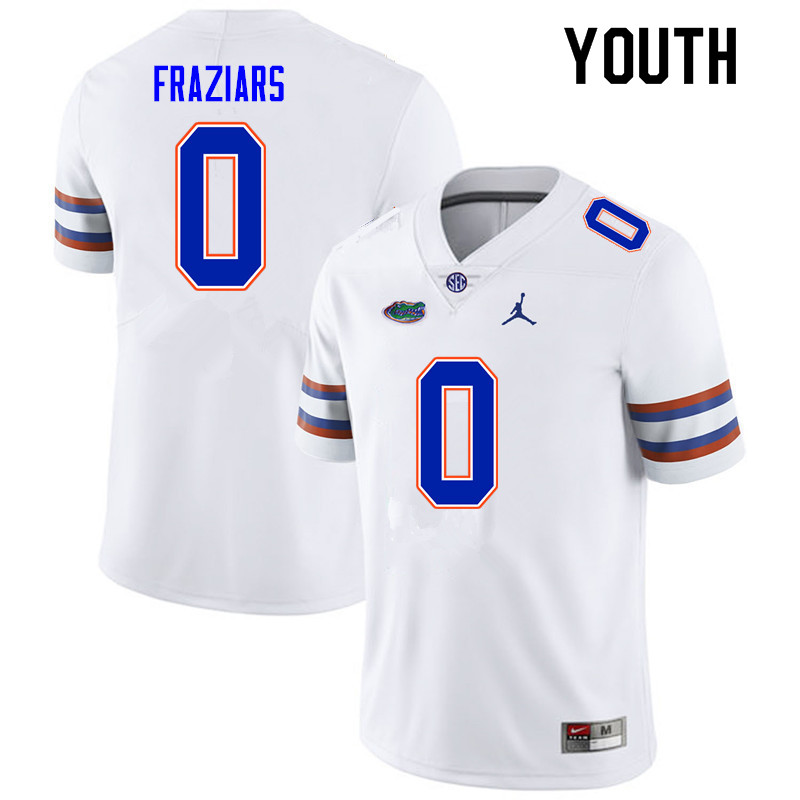 Youth #0 Ja'Quavion Fraziars Florida Gators College Football Jerseys Sale-White